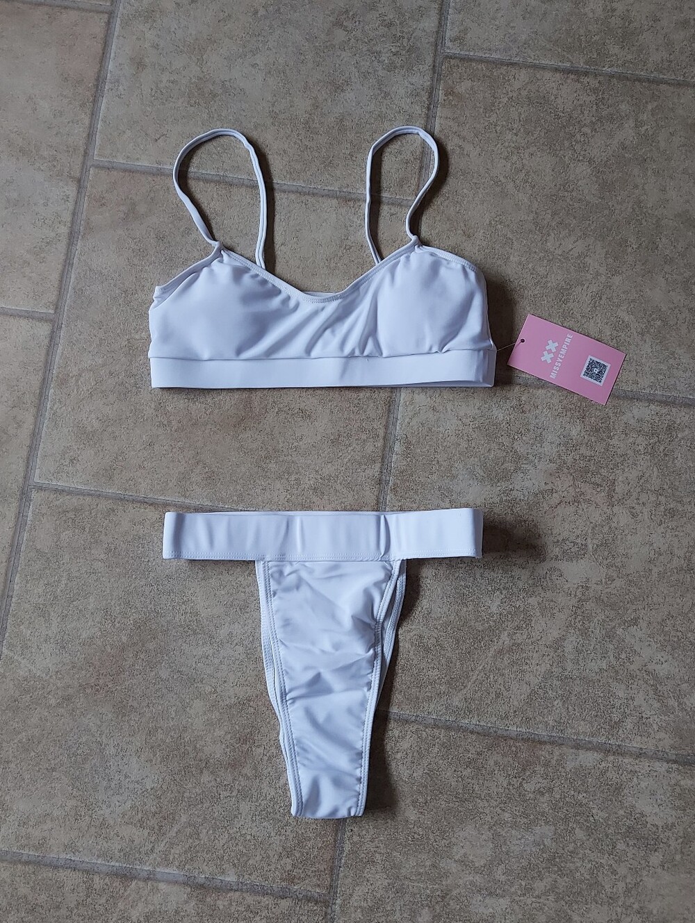 Missy Empire Womens White Bikini Set Size 4 (Cant Ship Until May 16th)